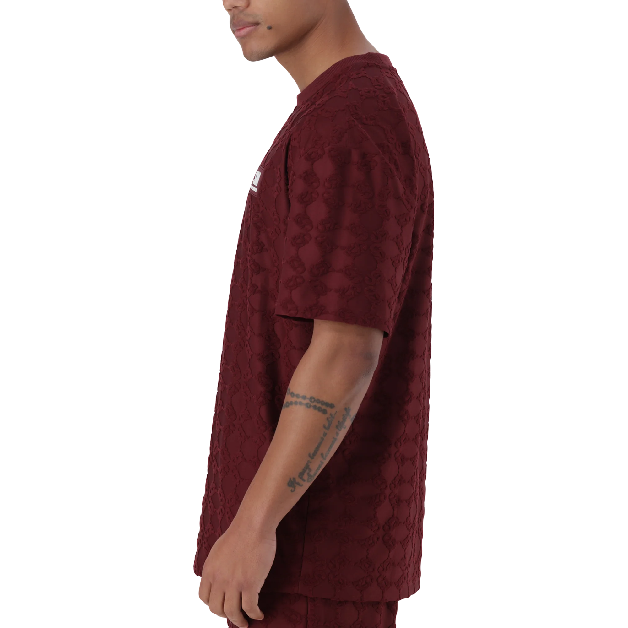 BRAN BURGUNDY EMBOSSED T-SHIRT - Image 6