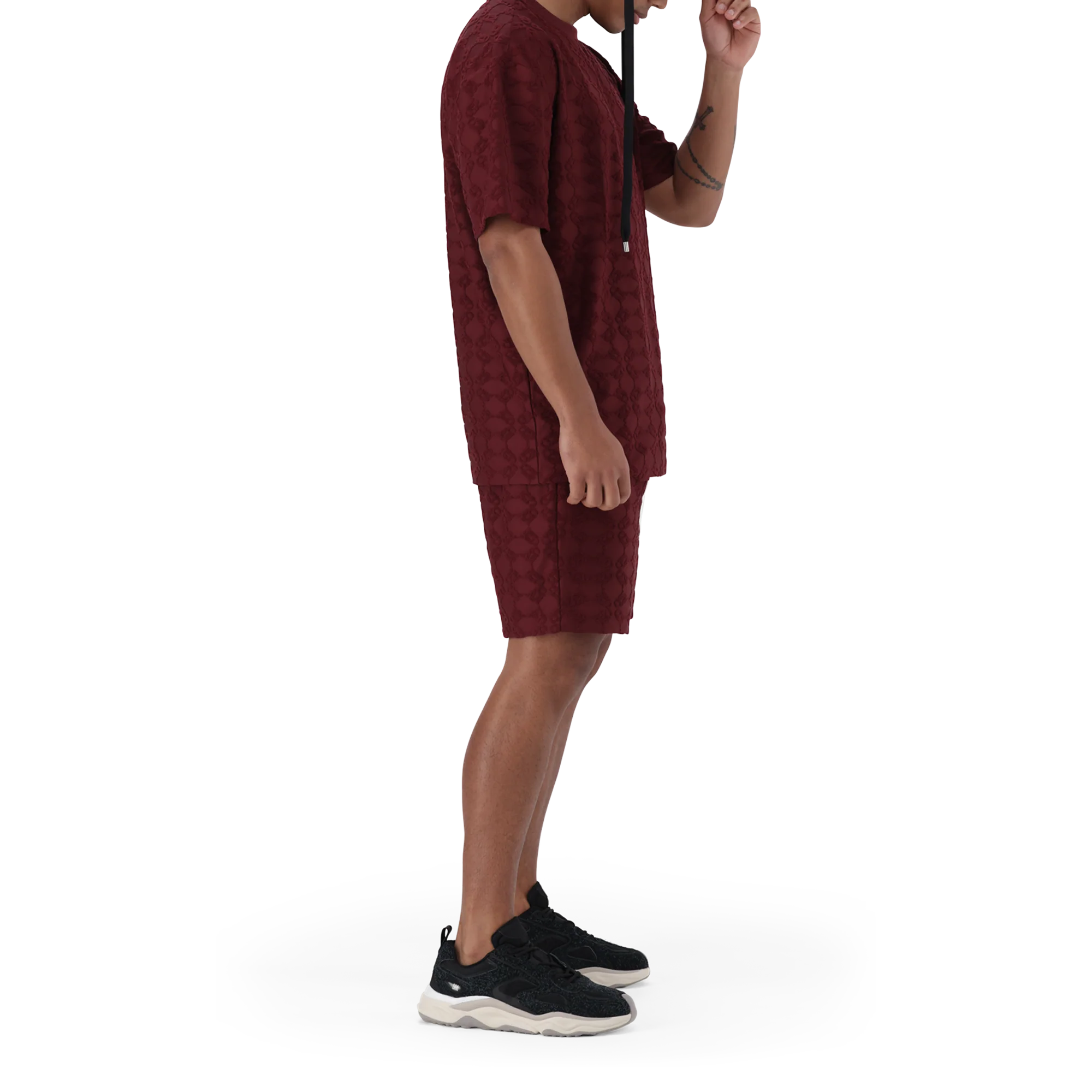 BRAN BURGUNDY EMBOSSED T-SHIRT - Image 9