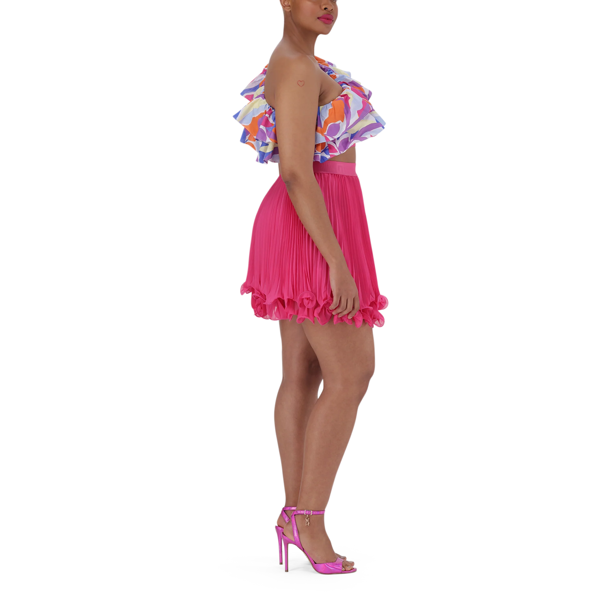 EMMY MULTI RUFFLE SLEEVE CROPPED TOP - Image 5