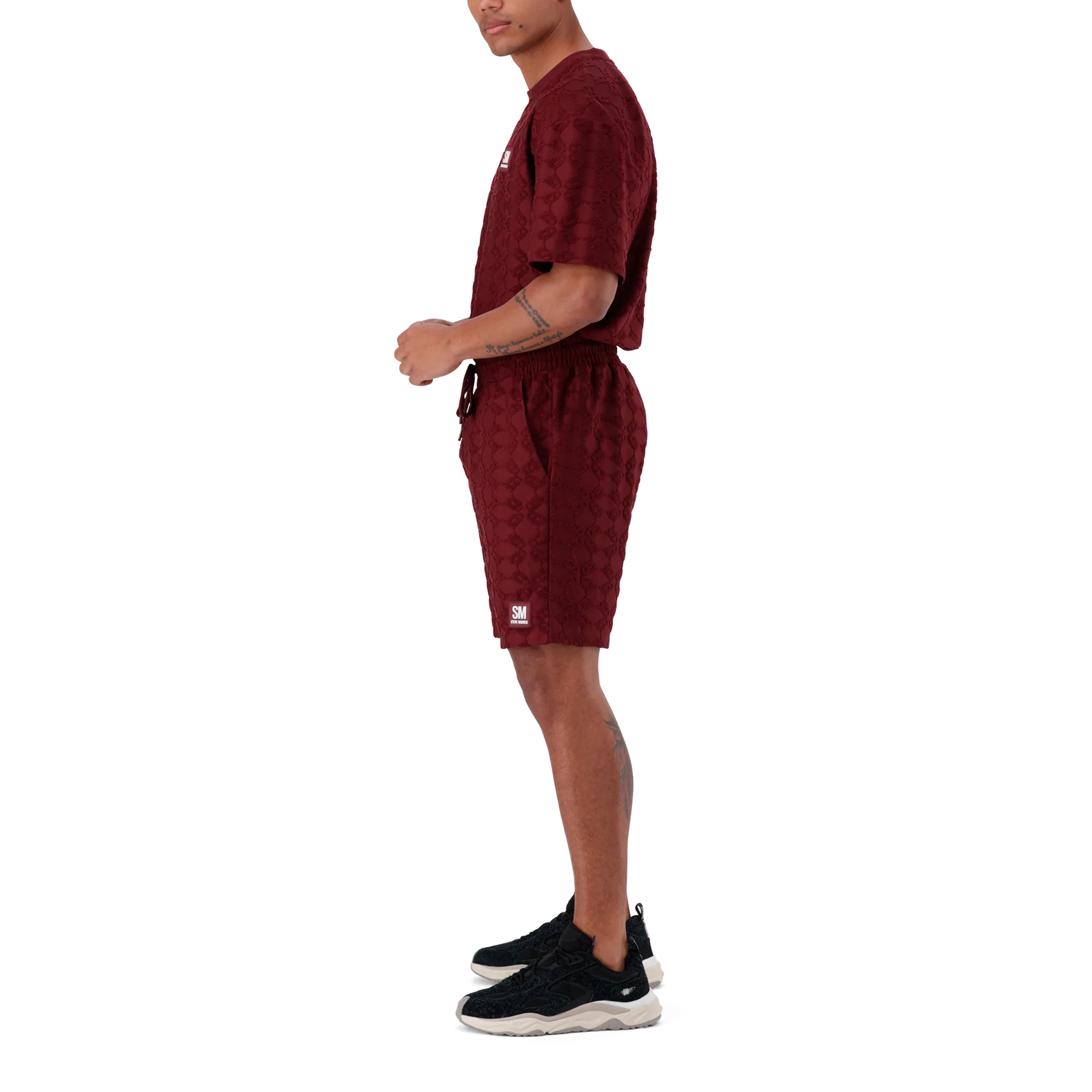 HARRY BURGUNDY EMBOSSED SHORTS - Image 3
