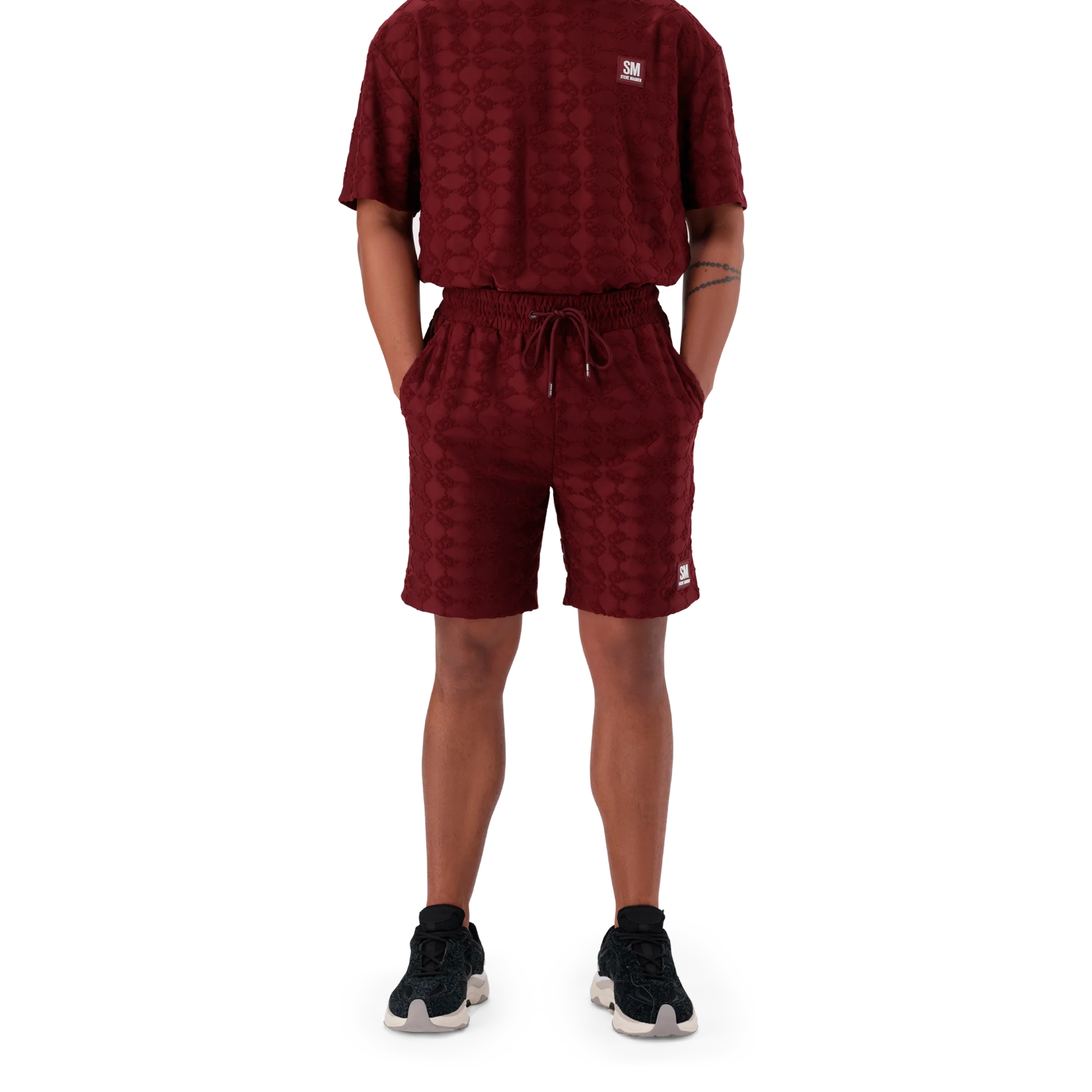 HARRY BURGUNDY EMBOSSED SHORTS - Image 4