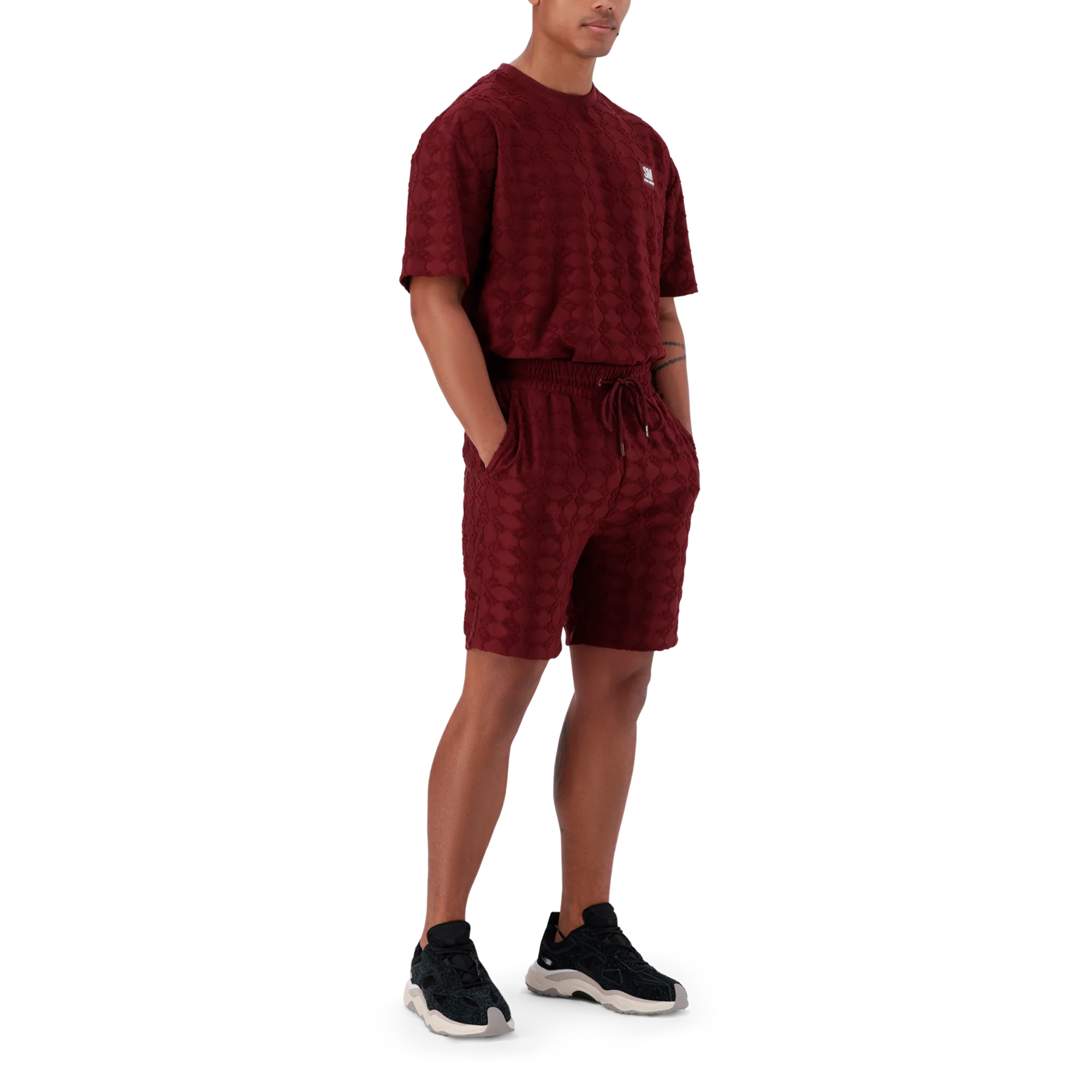 HARRY BURGUNDY EMBOSSED SHORTS - Image 5