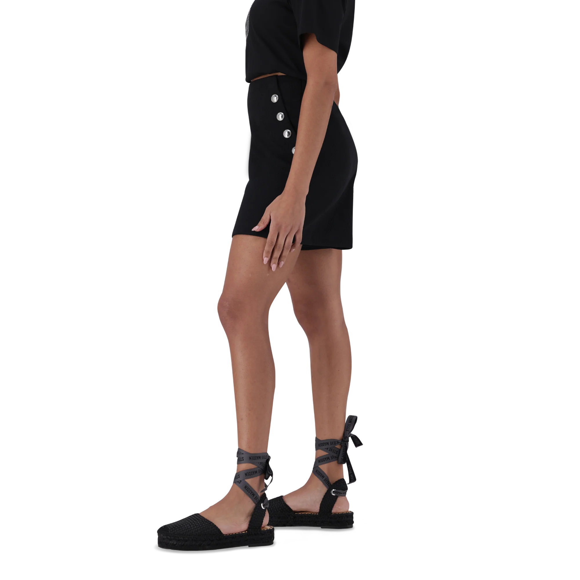 HOLLY BLACK HIGH WAISTED SHORTS WITH POPPERS - Image 5