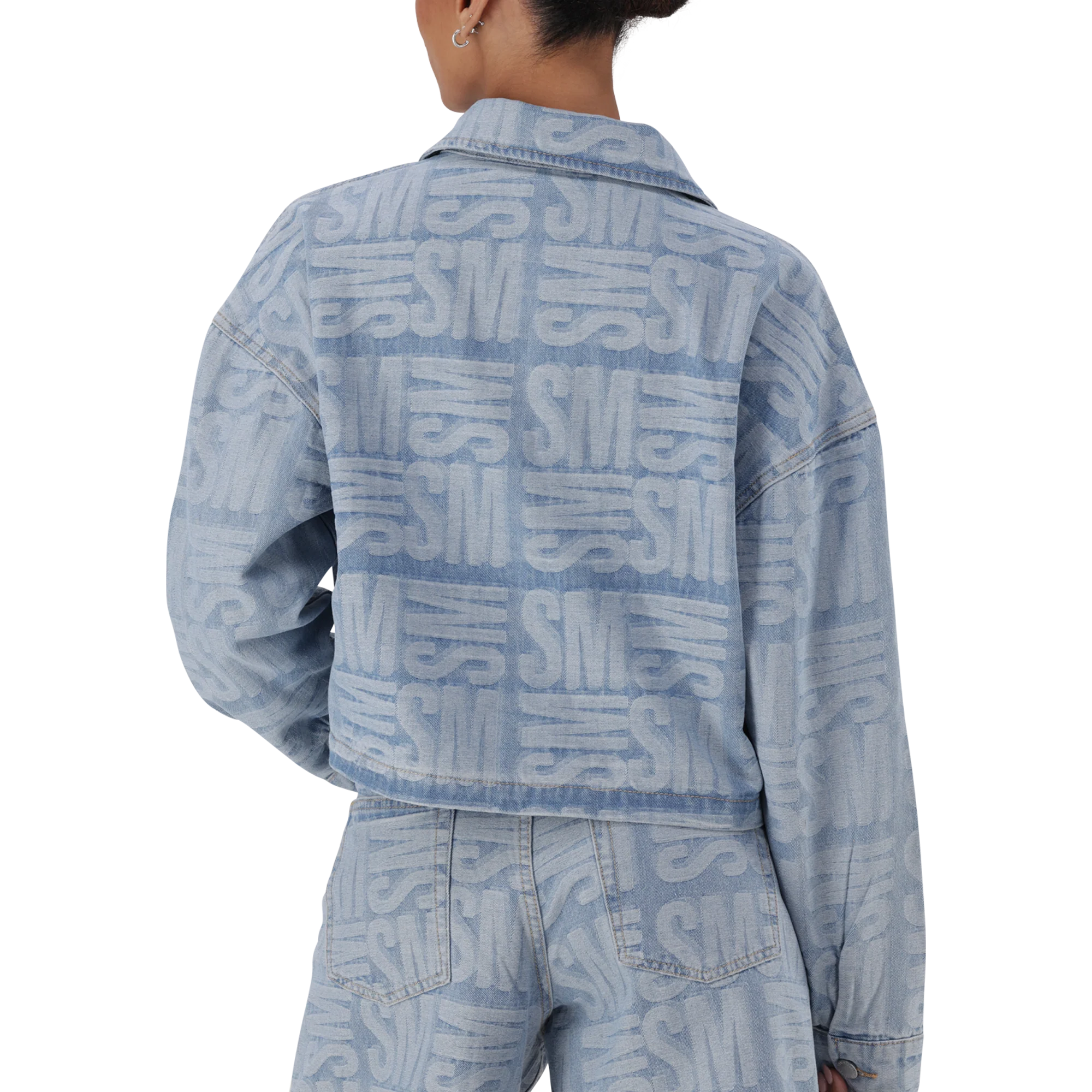 JAYDA LIGHT BLUE JACQUARD DENIM SHACKET - Image 6