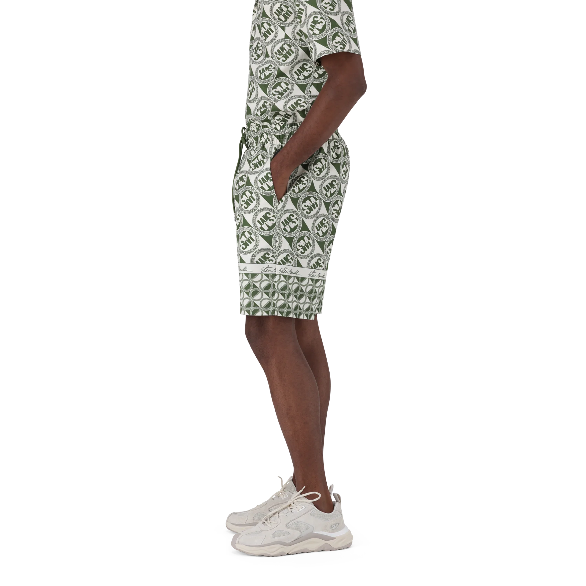 LOUIS FATIGUE/CREAM LOGO PRINTED SHORTS - Image 5