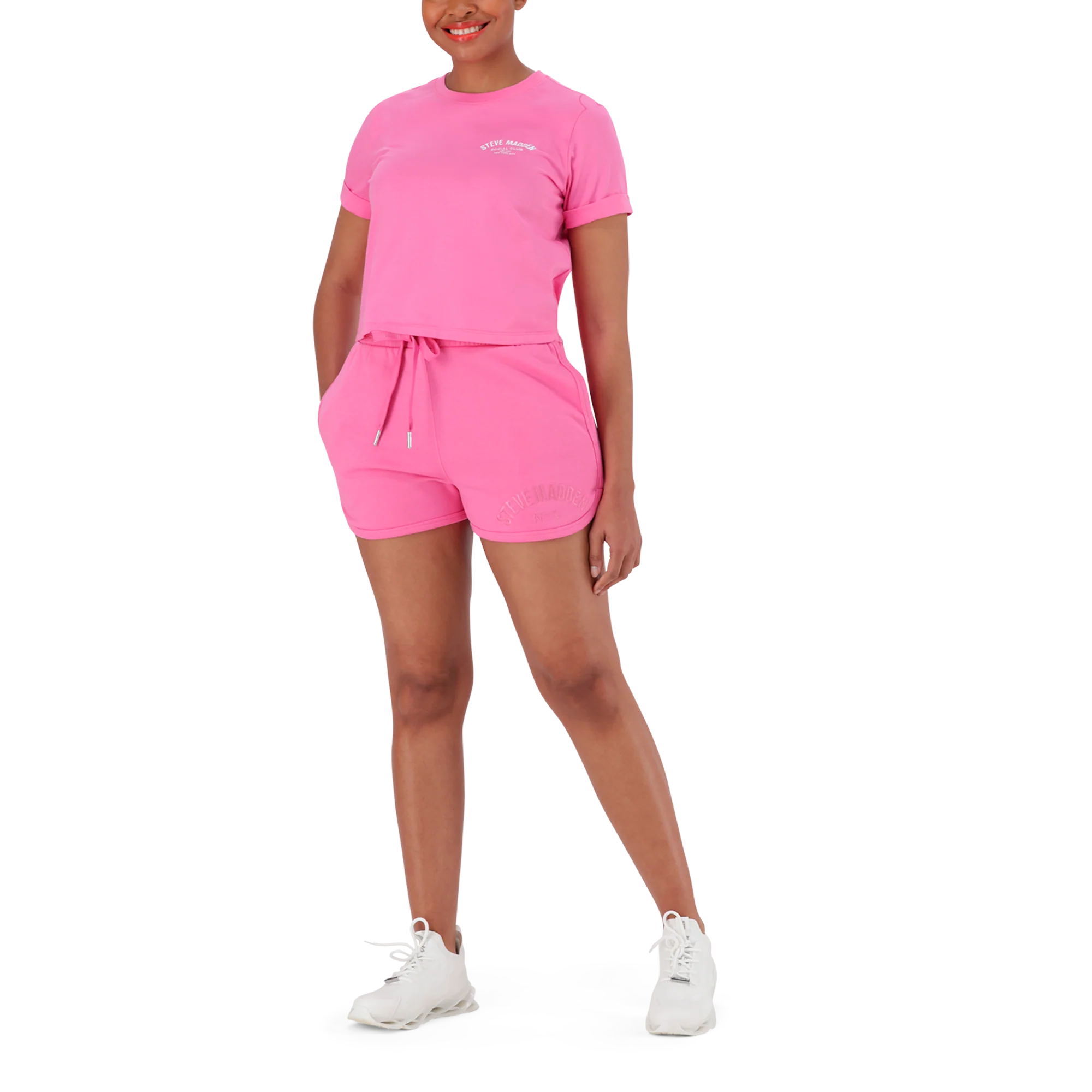 TAMSYN BRIGHT PINK JOGGER SHORTS - Image 3